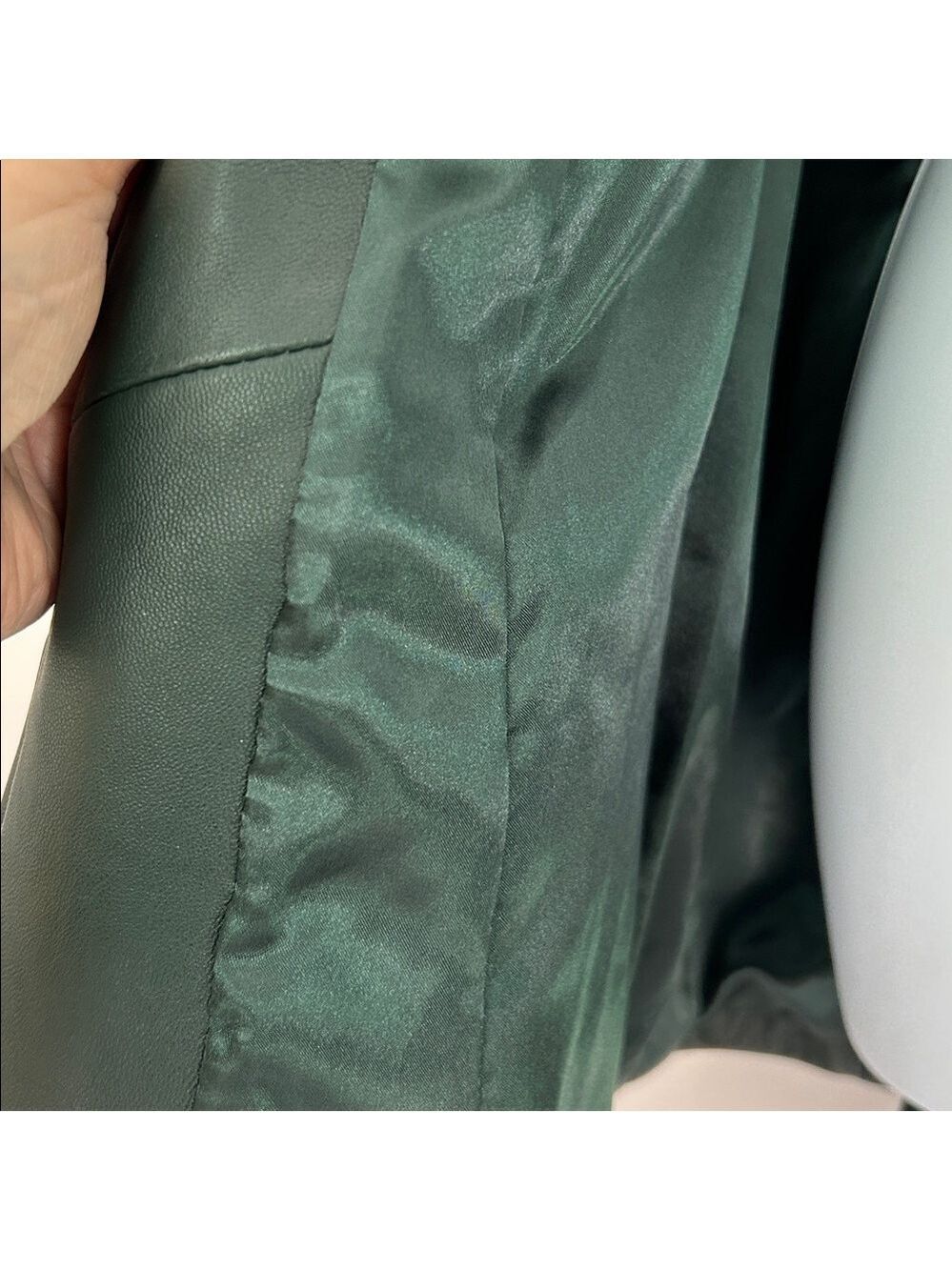 Denim & Co Women's Green Leather Jacket - Picture 9 of 13